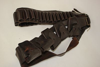 Ammunition bandolier (WWI ?) &amp; cartridge belt
