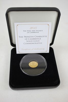 Princess Charlotte 9c gold coin in case - proof-like