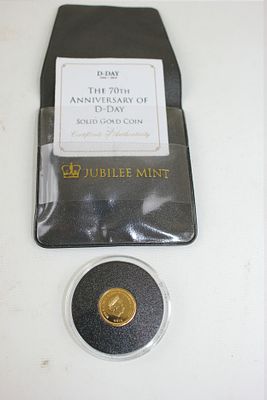 70th Anniversary D. Day 9c gold coins in pouch - proof-like
