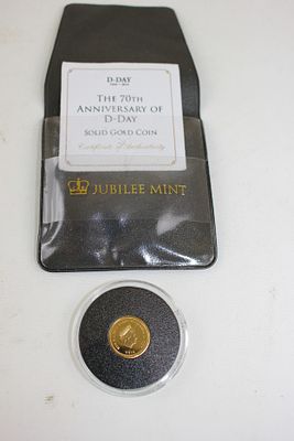 70th Anniversary D. Day 9c gold coins in pouch - proof-like