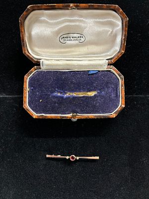 15ct Gold And Ruby Pin in original box