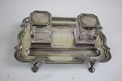 Silver desk set - Elkington (heavy stand) Weight (excluding glass) c343gms