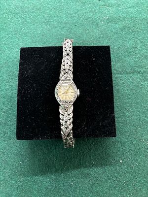 A ladies silver and marcasite cocktail watch marked Accurist and 925 (not tested)