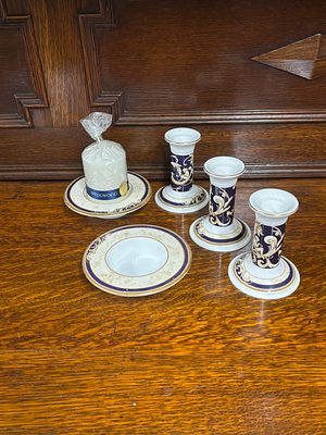 Wedgwood Cornucopia - three candle sticks, two candle holders and one candle (not used|)