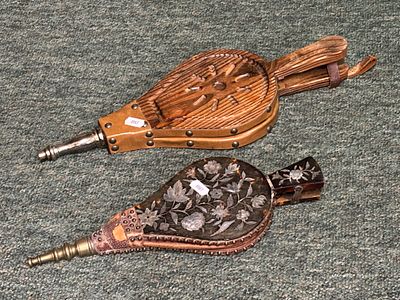 Two pairs of bellows, one having mother of pearl decoration