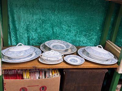 A quantity of Wedgwood Rhine platters and serving dishes together with some unmarked pieces