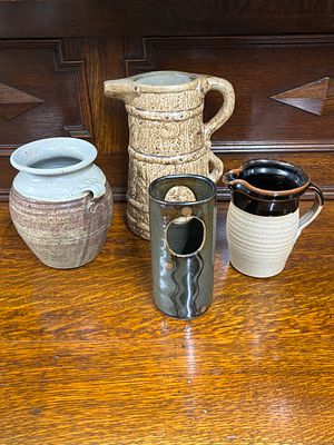 Four pieces of Somerset pottery, some marked Vellow to the base