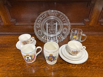 A quantity of Royal commemorative china together with a copy of the Daily Mirror Coronation Souvenir