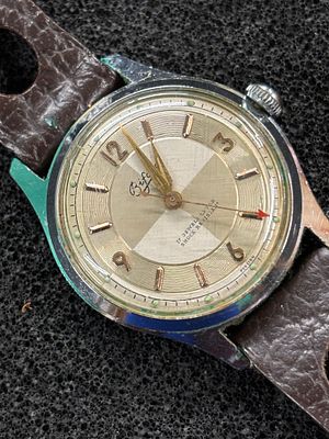 A 1950's design Bifora manual wristwatch on a leather rally strap. 30mm diameter face
