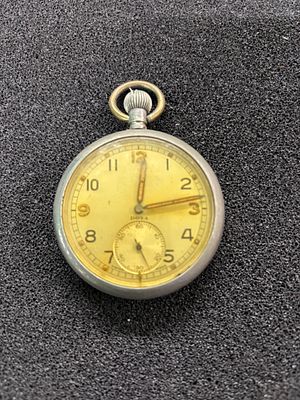 A base metal Doxa military pocket watch, engraved GSTP 620846 a/f