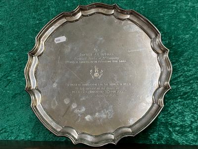 A large Silver salver, tray HM Birmingham 1941 presented to Captain J R Hilliard for services 