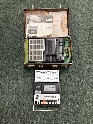 Two portable tape recorders, an ITT Studio recorder 66 and a Philips N2213 with original 