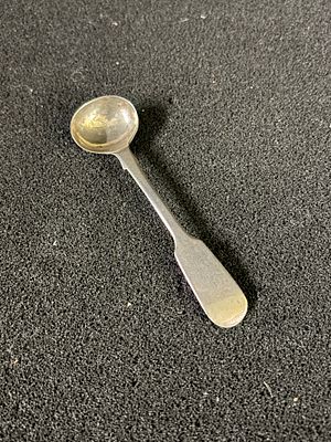 A 1845 HM Silver mustard spoon weighing 10.76 gm