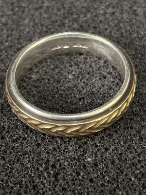 A Brittannia Silver and Gold ring size Q (stamped 958)weighing 6 gm