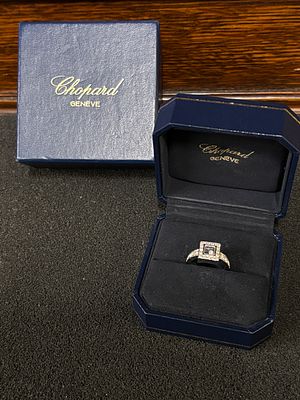 A Chopard (Geneva) 18ct gold Happy Diamond ring in original box size L/M