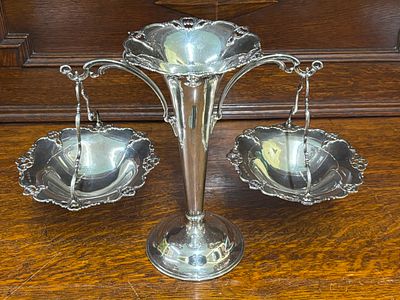 A George V Sterling Silver Epergne by Elkington & Co Ltd Birmingham 1914. A George V sterling 