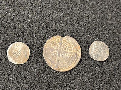 Three UK Hammered Silver Coins including an Edward III Groat and a Tudor Penny. This collection 