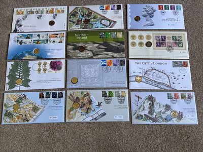 A Collection of UK Philatelic Numismatic Covers by Royal Mail and The Royal Mint with twelve &pound;1 