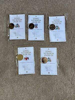 A Collection of fice UK Overseas Territories and Crown Dependencies One Crown Commemorative Coins. 