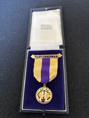 UK, Lions International Past Chairman Badge, Gold-Tone Metal and Enamel. A Lions International 