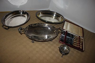 A Collection of Silver-Plated Tableware and Cased Fruit Knives. A collection of silver-plated 