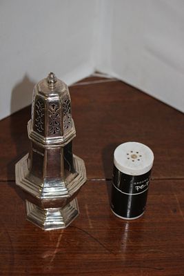 A George II Style Sterling Silver Sugar Caster, Edward Viner, Birmingham 1945. An early 