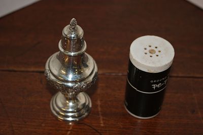An attributed Gorham silver plated pepperette of baluster form. A silver plated pepperette of 