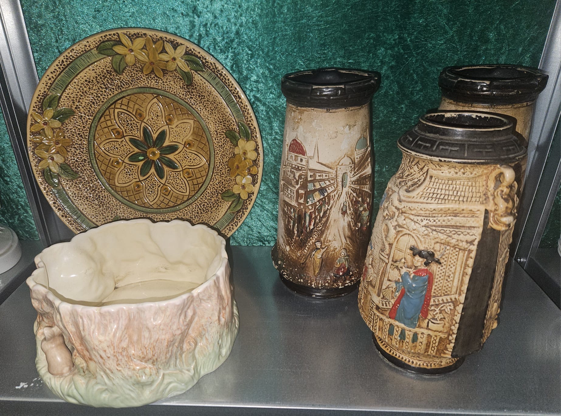 A Collection of Relief-Moulded British Earthenware including SylvaC