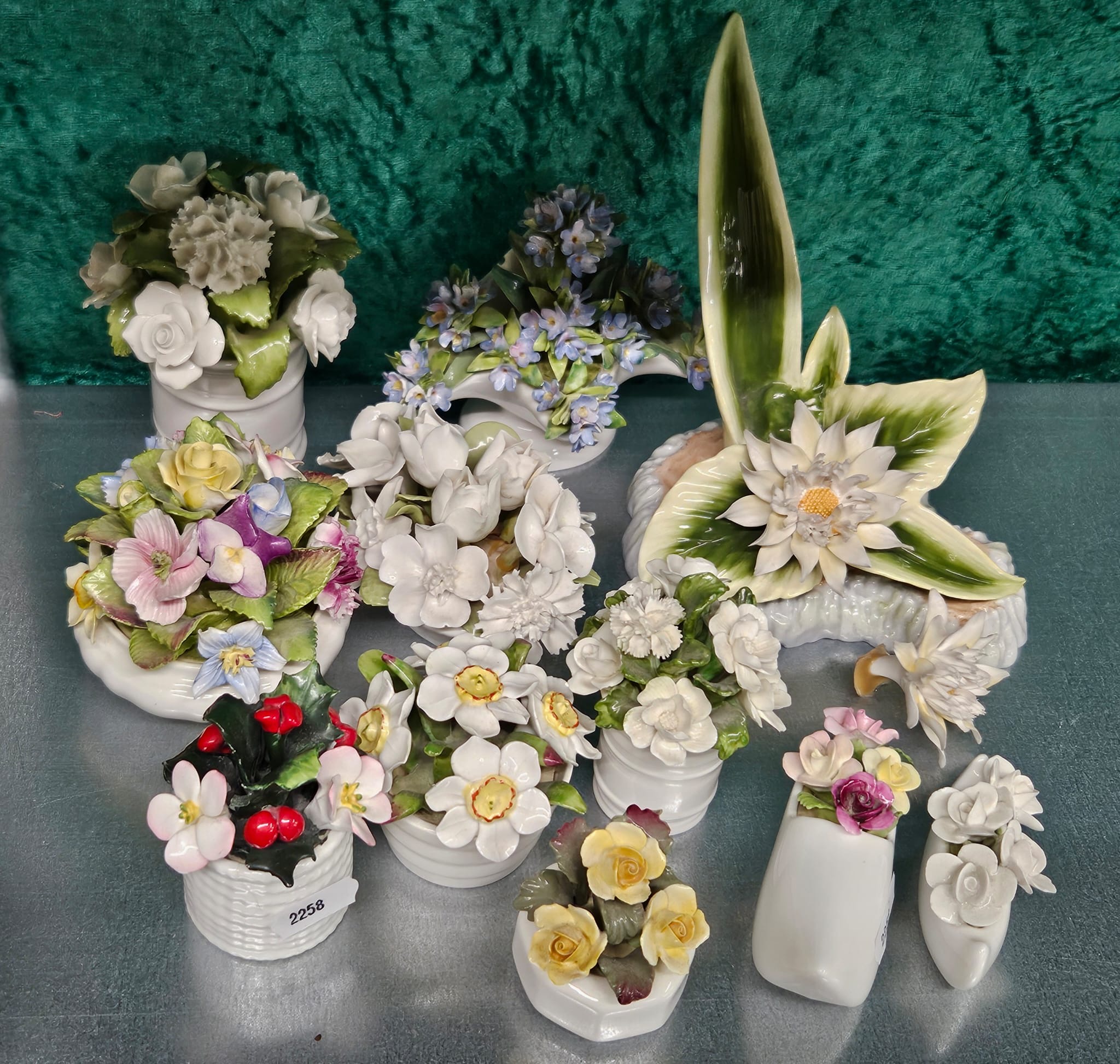 An Assortment of Hand-Modelled Bone China Floral Ornaments