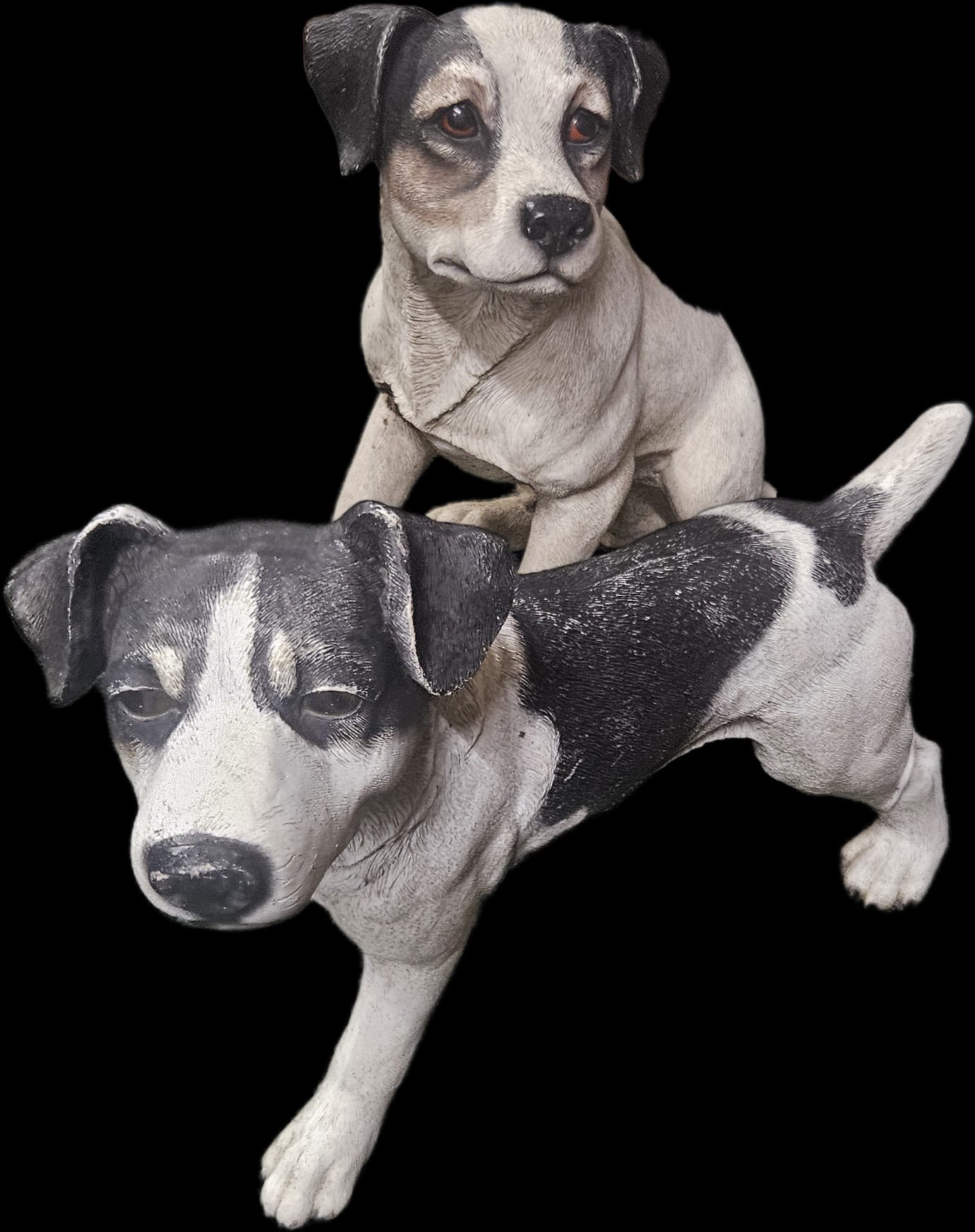 A Painted Resin Figurine Depicting Two Jack Russell Terriers c 38 cm tall