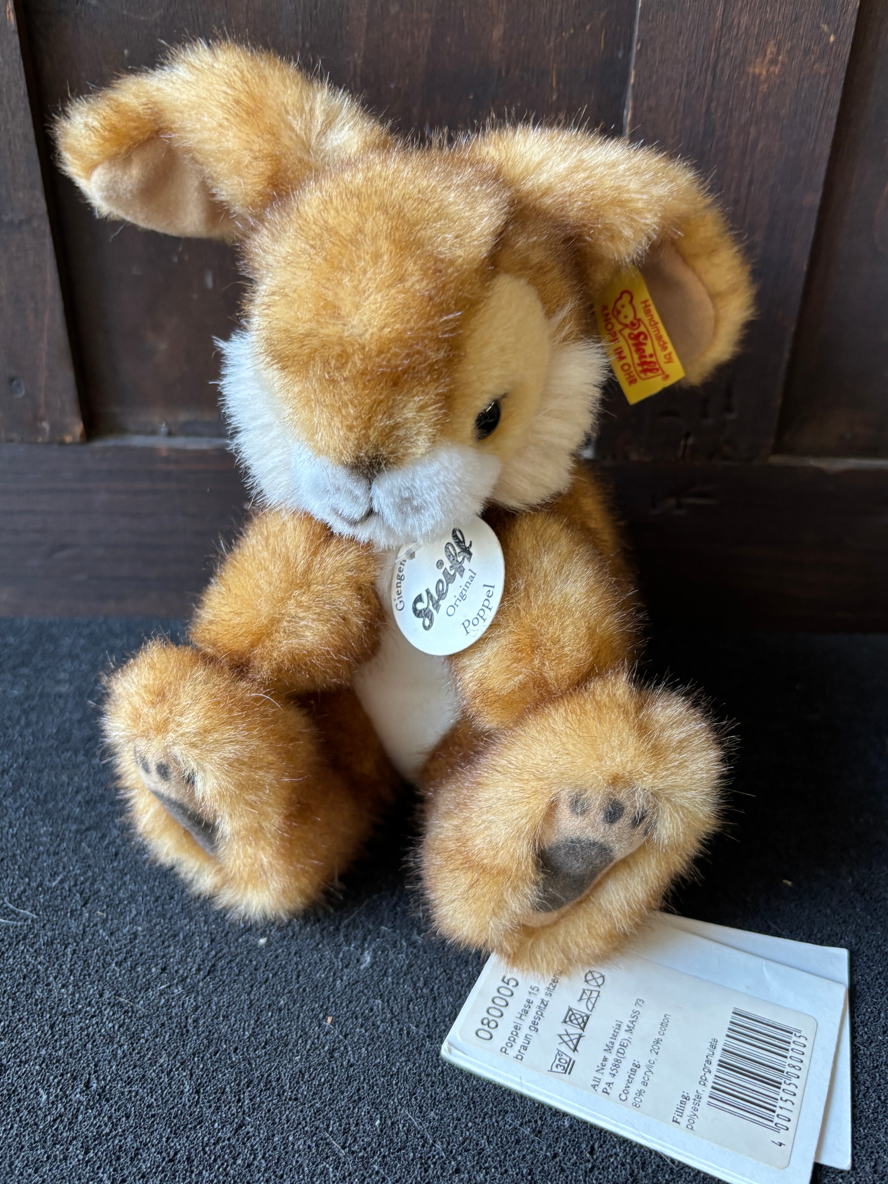 A Steiff Poppet Hase rabbit with original tags c 16 cm tall