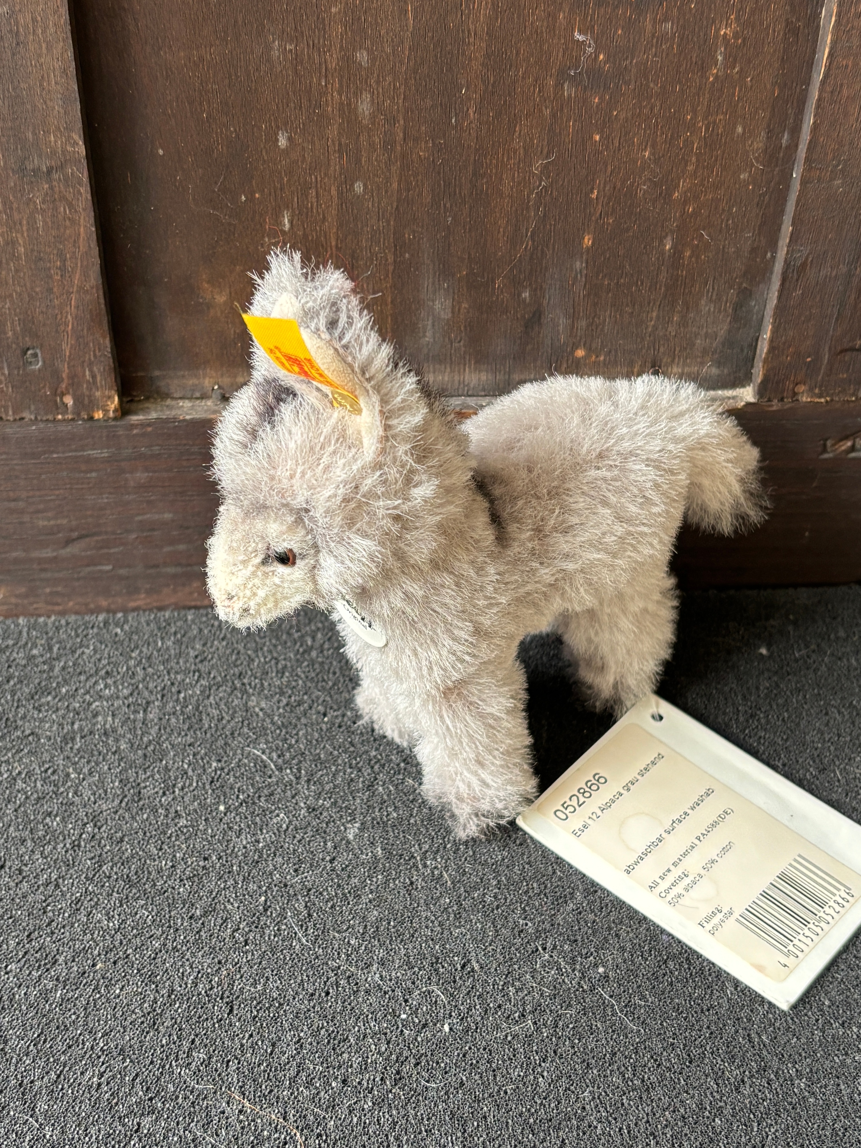 Steiff Eselchen Plush Alpaca Donkey with Original Tags 052866 c 14 cm tall