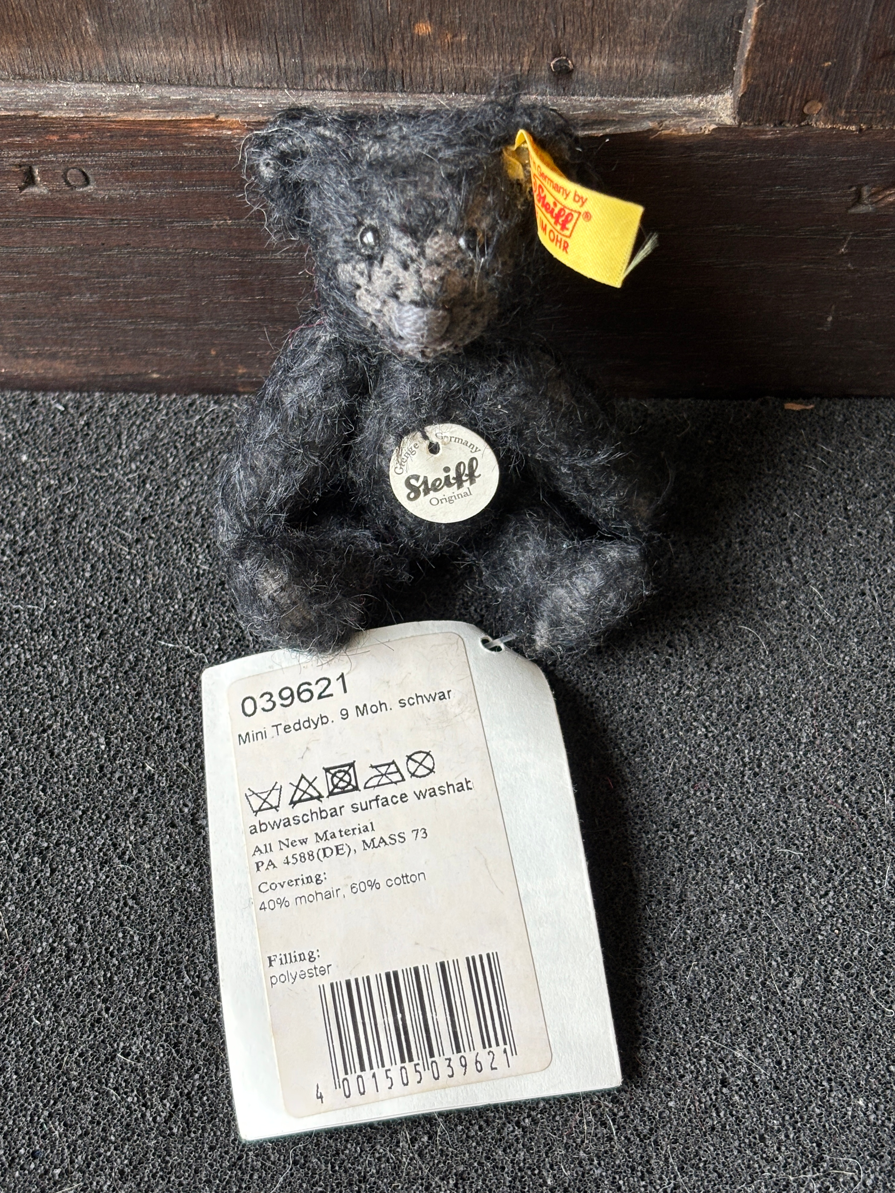 Steiff Miniature Jointed Black Mohair Teddy Bear c 7 cm tall