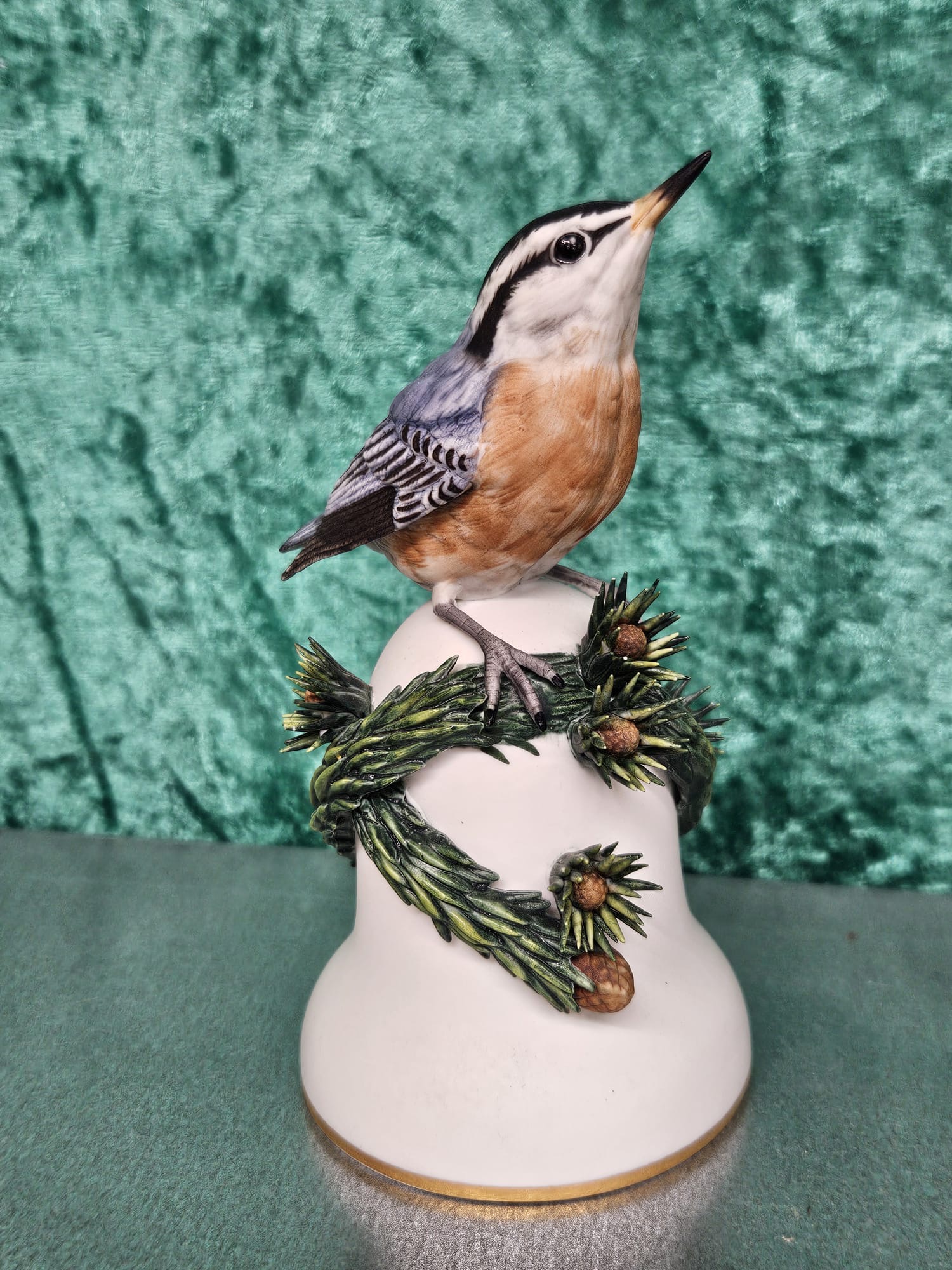 Peter Barrett for Franklin Porcelain The Nuthatch Hand Painted Bisque Bell