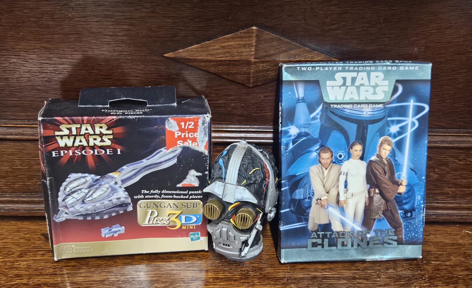 A Trio of Star Wars Prequel Trilogy Collectibles including a Gungan Sub Puzz3D Mini and Attack of the Clones Trading Card Game