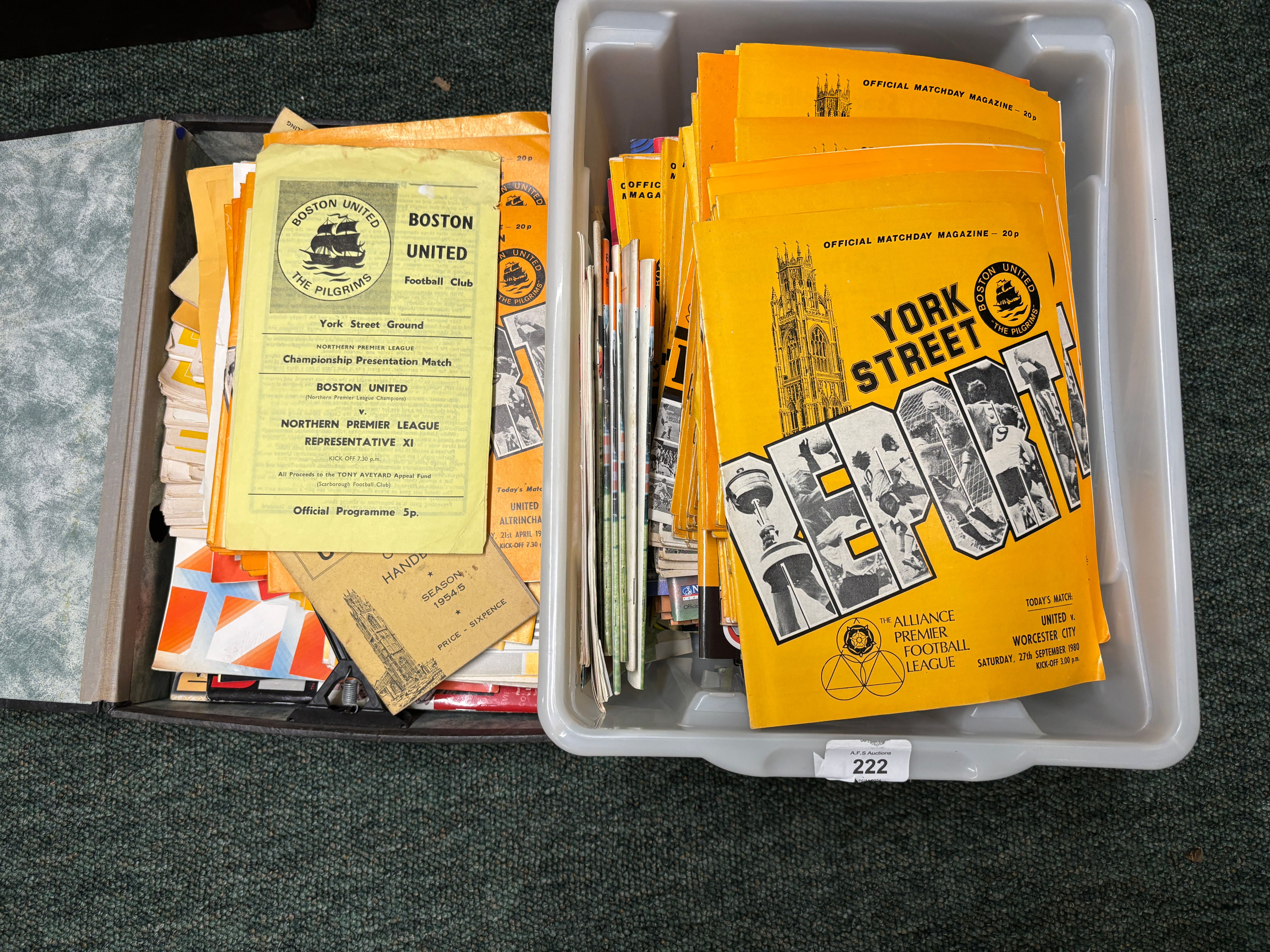 A Collection of Boston United Football Club Matchday Programmes and Ephemera, 1950s-1980s