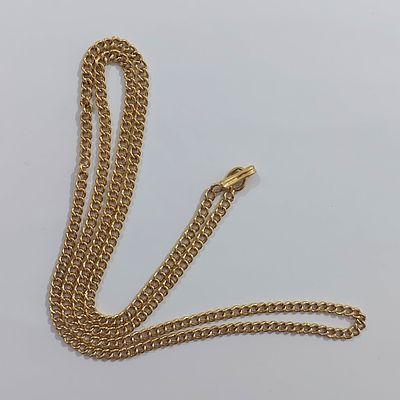 שרשרת זהב צהוב 21 קראט חתומה, עבודת יד עיראקית, אורך 55 ס"מ, משקל 13.7, מצב חדש.