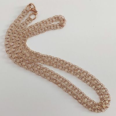 שרשרת זהב אדום 14 קראט חתומה, עבודה רוסית ישנה סגנון ביסמרק, משקל 13 גרם, אורך 64 ס"מ, עובי 5 