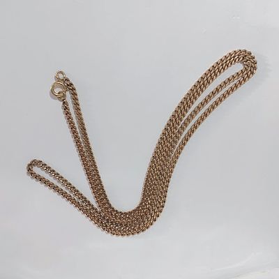 שרשרת זהב גוון צהוב 14 קראט חתומה, משקל 27.1 גרם, אורך 77 ס"מ, סגנון גורמט, רוחב 3.11 מ"מ. שמור חדש.