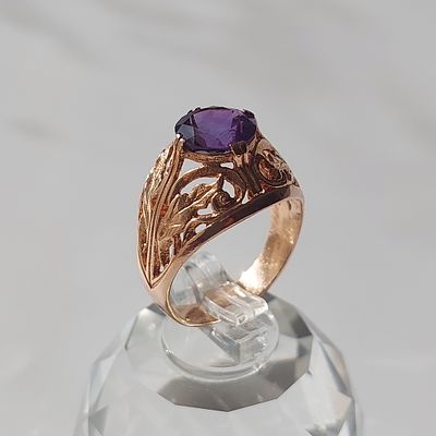 טבעת זהב צהוב 14 קראט חתומה, עבודה רוסית ישנה חתומה בחתימות רוסיות, משקל 7.6 גרם, מידה 9.5 