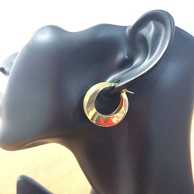 עגילי חישוק זהב צהוב 14 קראט חתומות, עגילים ישנים תוצרת איטליה, משקל 7.45 גרם, קוטר 2.5 ס"מ 