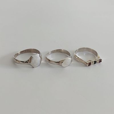 3 טבעות כסף 925 חתומות, מידה 9.5.