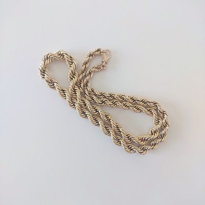 שרשרת חבל זהב צהוב 14 קראט חתומה, חבל מתרחב - 5.8 עד 8.11 מ"מ, אורך 52 ס"מ, משקל 36.40 גרם 