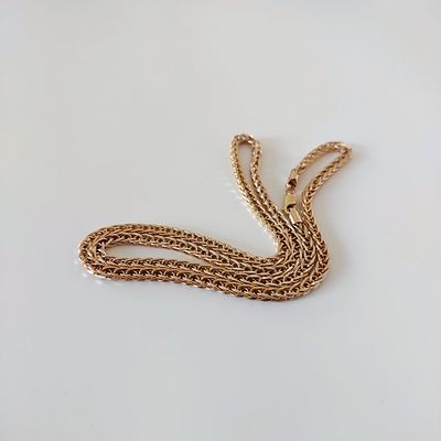 שרשרת זהב 14 קראט חיטה רחבה, אורך 60 ס"מ, רוחב 3.5 מ"מ, משקל 14.15 גרם, כחדשה.