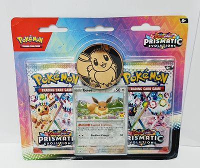 מארז בליסטר מסדרת פריזמטיק מכיל 2 חבילות קלפי פוקימון וקלף פרומו