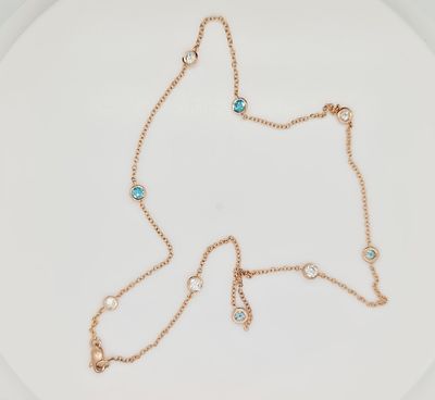 שרשרת זהב ורוד מעוצבת עם יהלומים טבעיים במשקל כולל של 0.60ct ניקיון vs גוון G ויהלומים נוספים 