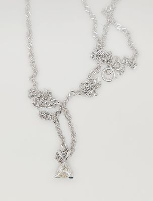 שרשרת ותליון זהב לבן 14k משובצת יהלום טבעי במשקל של 0.42ct ניקיון vs גוון J-K. אורך 40 ס"מ