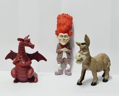 סט של 3 פיגרים מהסרט שרק , חמורי ואשתו הדרקונית ועוץ לי גוץ לי