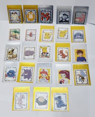 לוט נדיר של מדבקות פוקימון במצב מינט לאלבום הרשמי, הזוהרים הכי יקרים ונדירים, מצב מינט