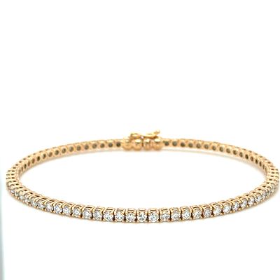 צמיד זהב ורוד 18k קשיח משובץ יהלומים טבעיים במשקל כולל של 1.64ct ניקיון vvs גוון D-F . כ 8.50 גרם